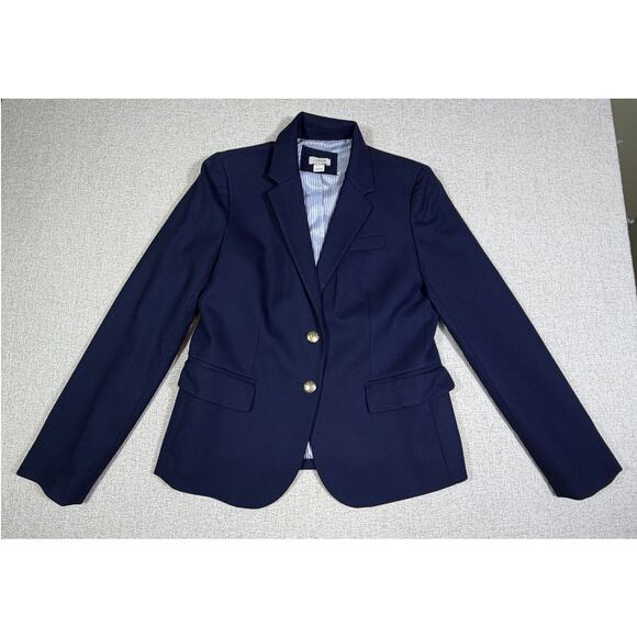 J. Crew Jackets & Blazers - J Crew Women 6 Blue Wool Blend 2 Button Blazer Classic Tailored Office Career